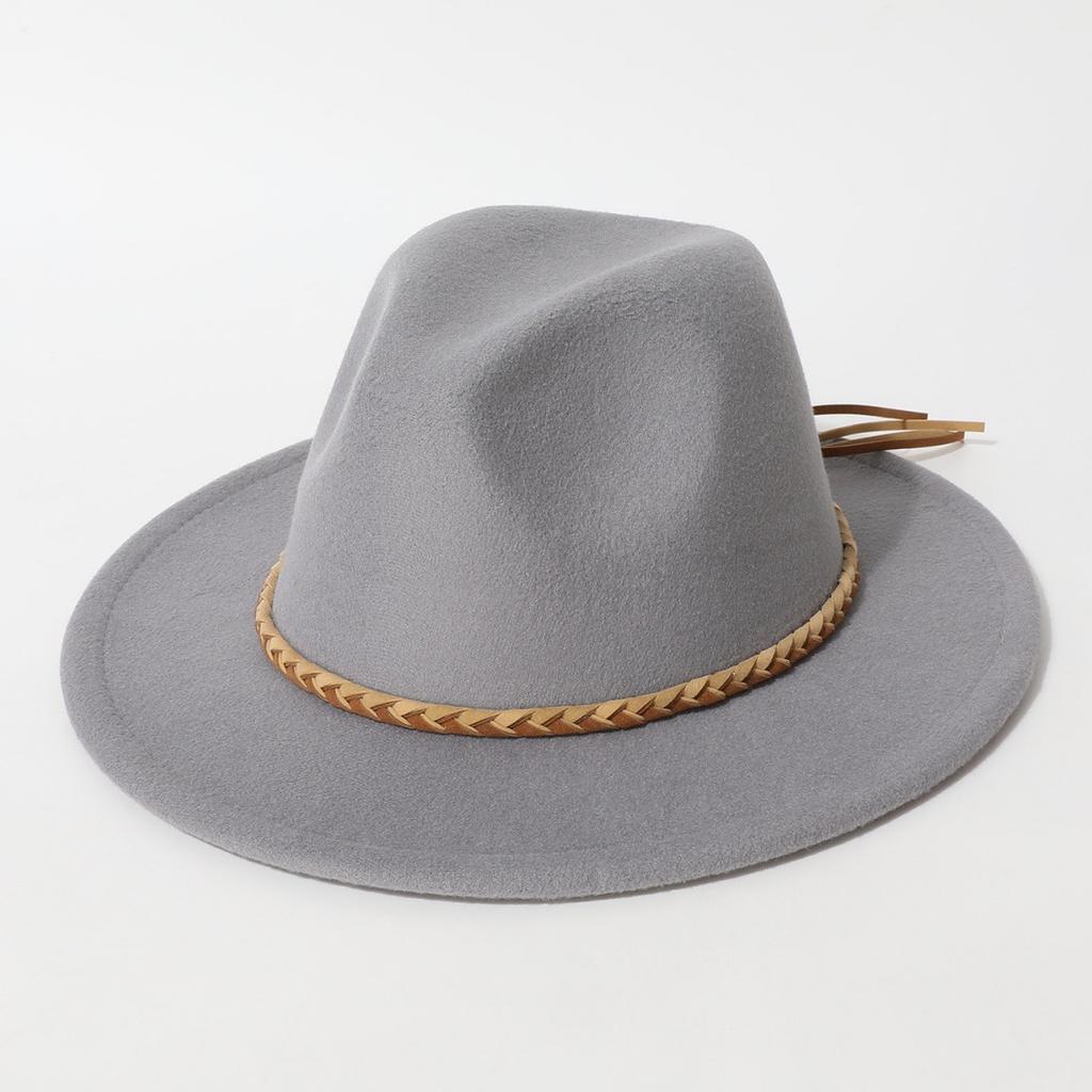 Western cowboy hat, vintage wide-brimmed jazz woolen hat, men's ribbon felt hat, Mongolian street dance Tibetan knight hat