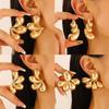 2026 Exaggerated Water Drop Flower Stud Earrings for Women Creative Metal Design Fashion Party Jewelry