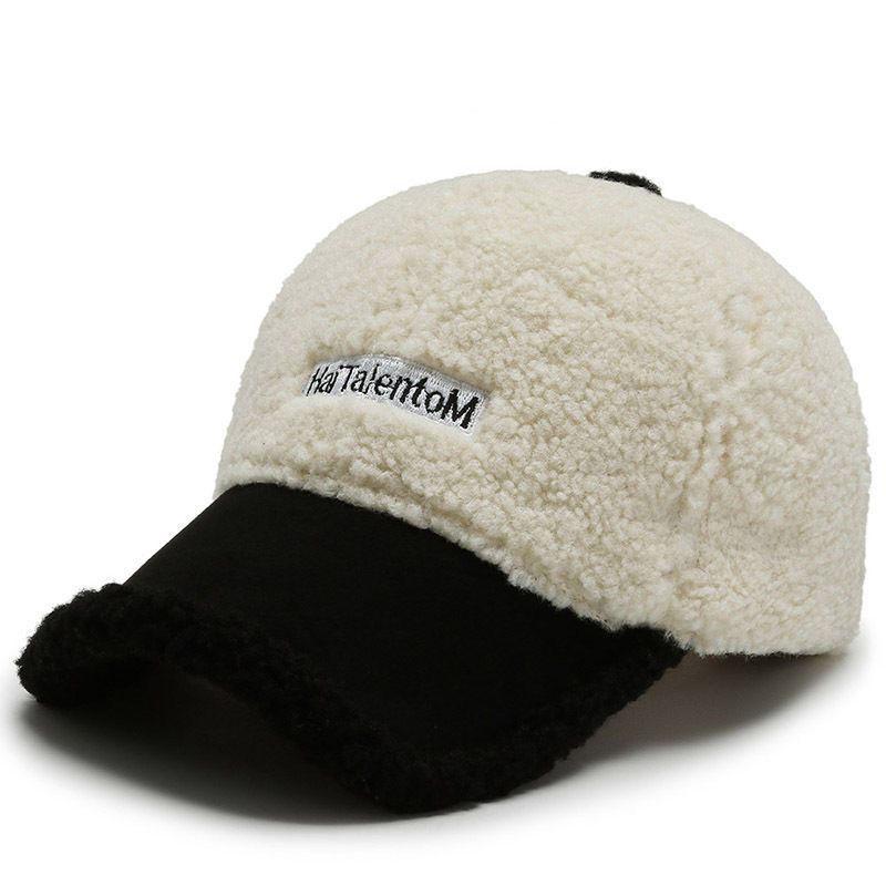 Hats Men's and Women's Winter New Lamb Wool Baseball Women's Cap Winter Thickened Warm