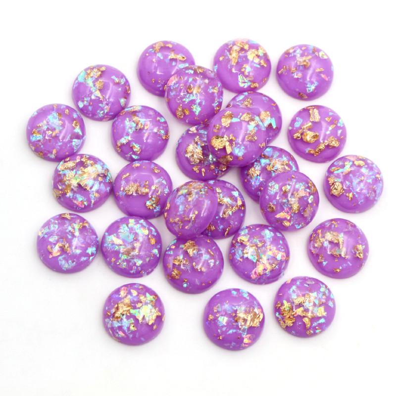 40 Stück 8mm 10mm 12mm Runde Eingebettete Metallfolie Flache Rückseite Harz Cabochons Kuppel DIY Ohrringe Schmuckherstellung Zubehör Fundstücke