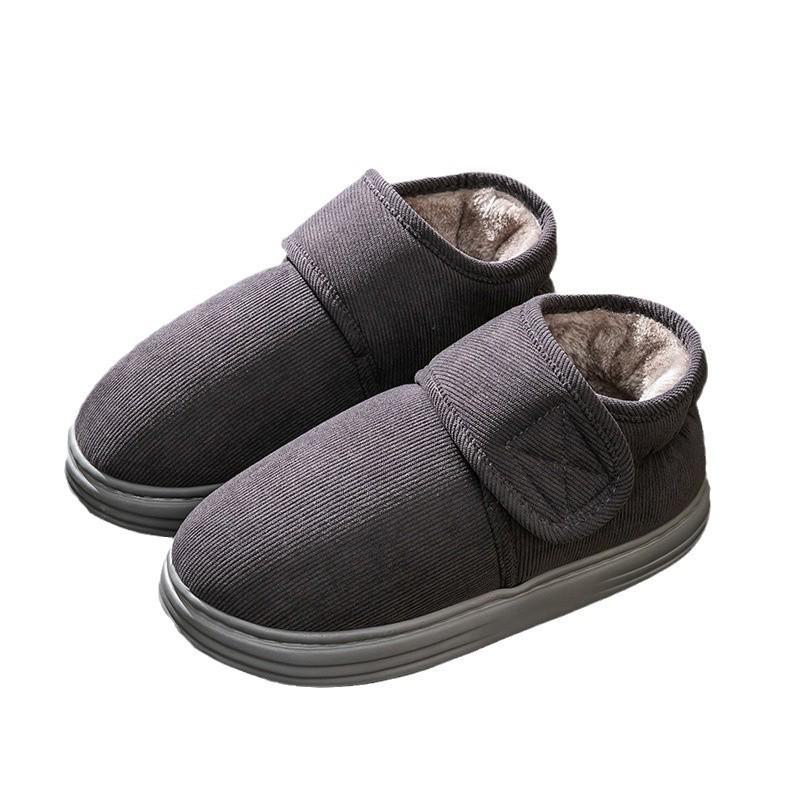 Men's Plush Non-Slip High-Top Cotton Winter Shoes - Heel-Covered, Thick, Cold-Proof Slippers for Outdoor Wear