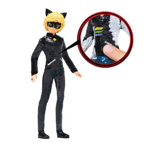 MIRACULOUS Adrien Lalka Czarny Kot z cekinami Fashion Flip 