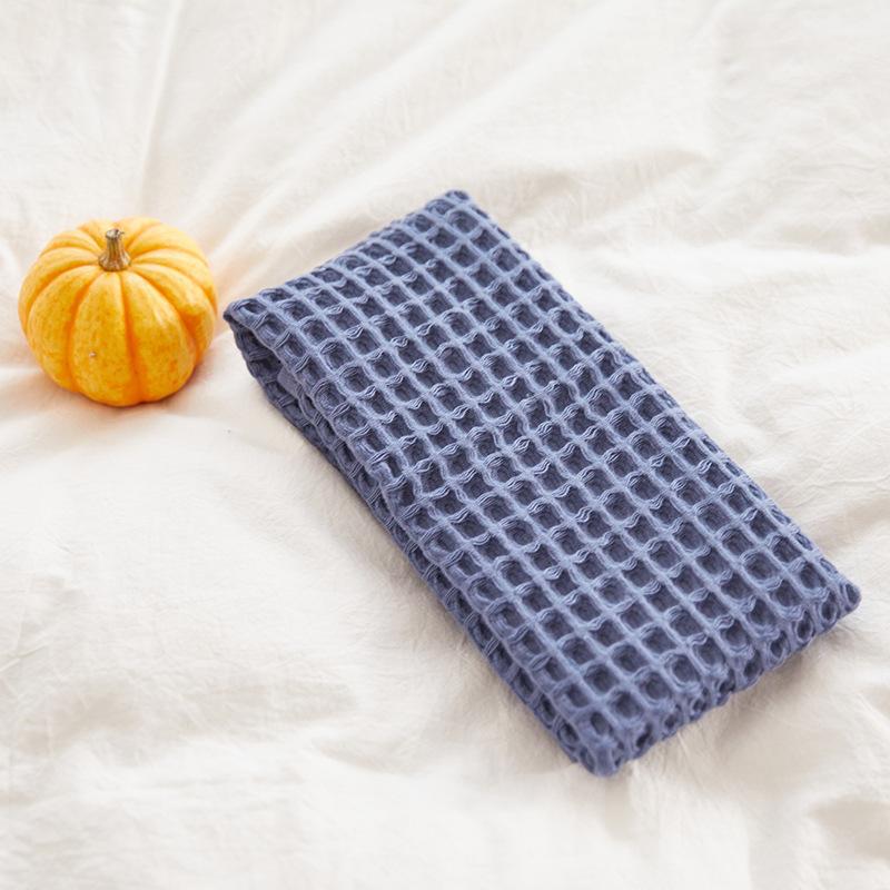 Long-staple Cotton Blanket Jacquard Solid Color Face and Bath Towel Beach Towel Blanket Honeycomb Mesh Large Waffle Towel Square scarf 34*34cm