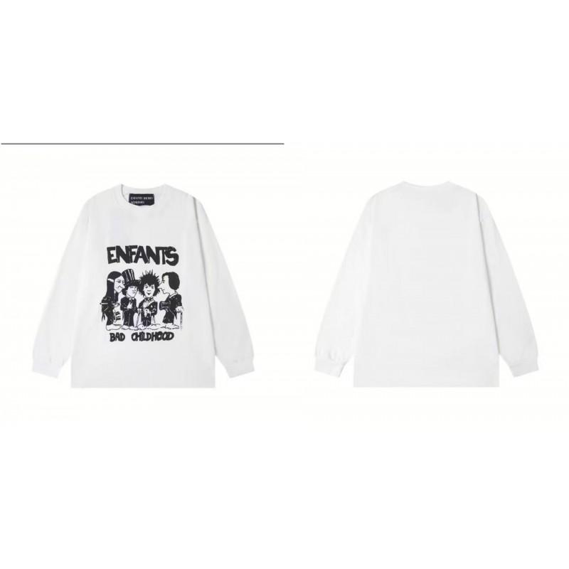 Washed Vintage Distressed Cotton Long Sleeve Tee Oversized Streetwear Style Men Casual Daily Wear