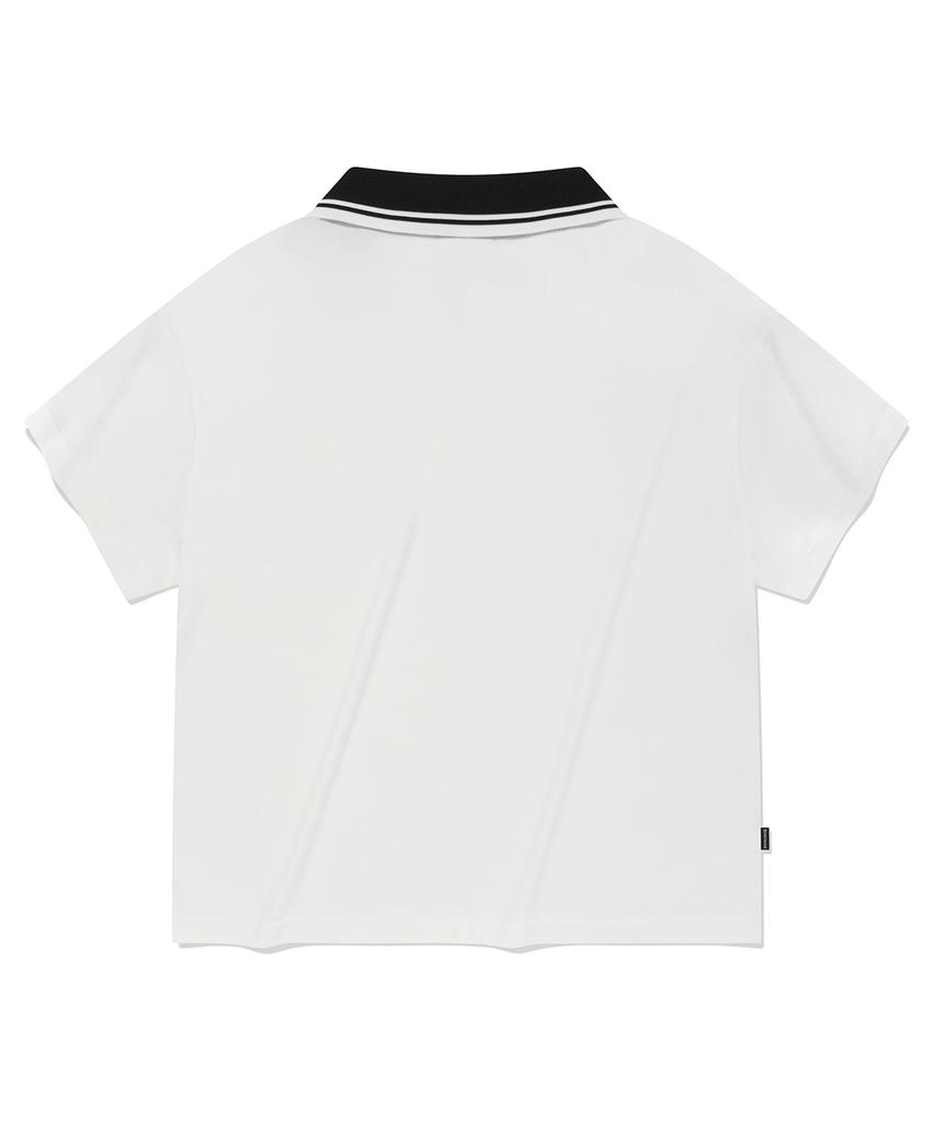 SAINTPAIN Sp Heart Emblem Logo Line Collar T-Shirt - White