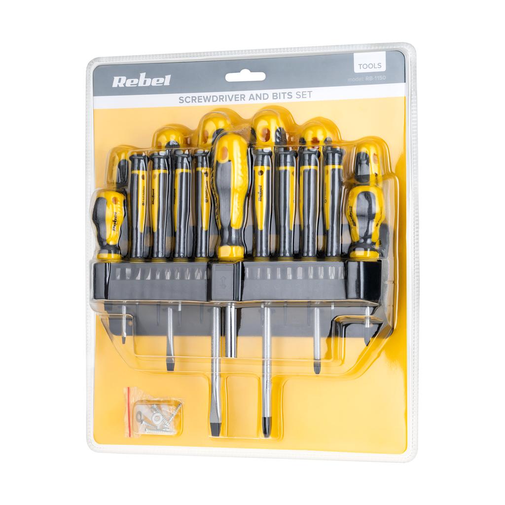 Rebel screwdriver set 11pcs durable set magnetic stand