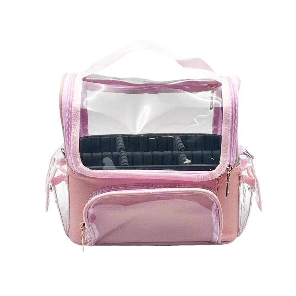 

Clear Portable Cosmetic Bag Waterproof Makeup Brush Case Ladies Makeup Handbag Makeup Artist рожевий