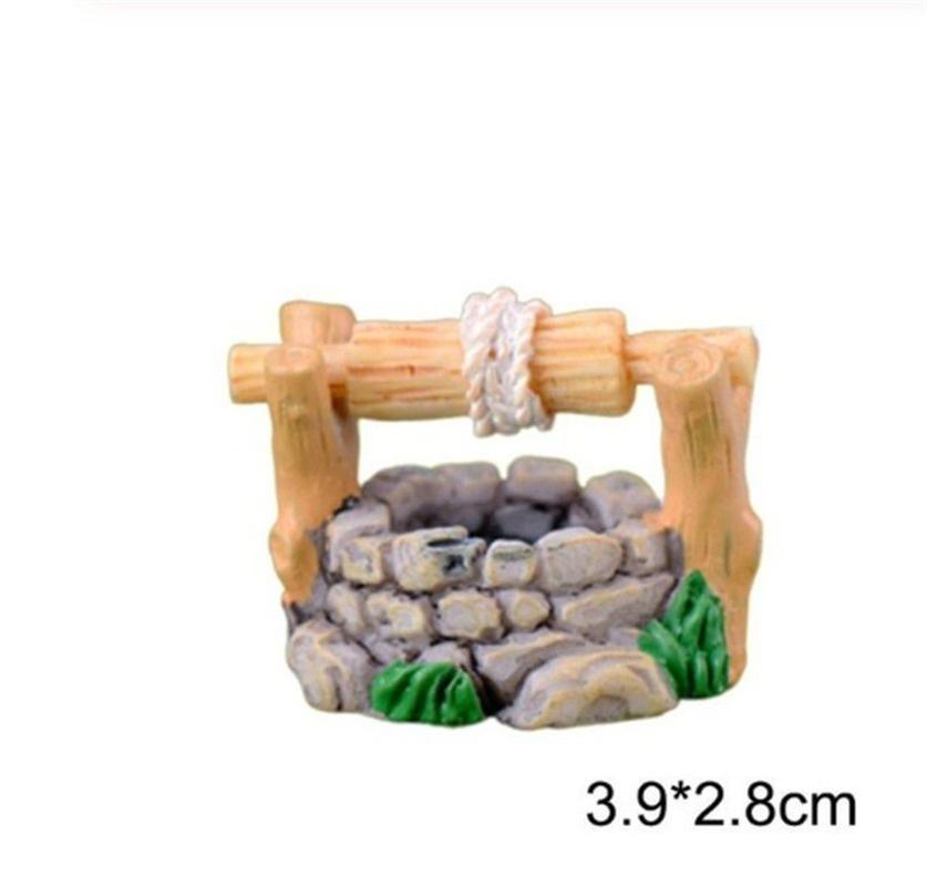 2 ks Miniaturní figurky mini studny pro pohádkovou zahradu, miniaturní řemeslné DIY ozdoby, zahradní dekorace
