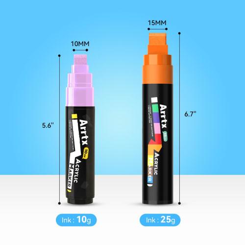 Arrtx Jumbo Poster Markers 10mm Jumbo Felt Tips 12 Colors Acrylic Paint Markers Oil Based Paint Pens for Rock Painting/Chalkboard/Windshield/Outdoor P