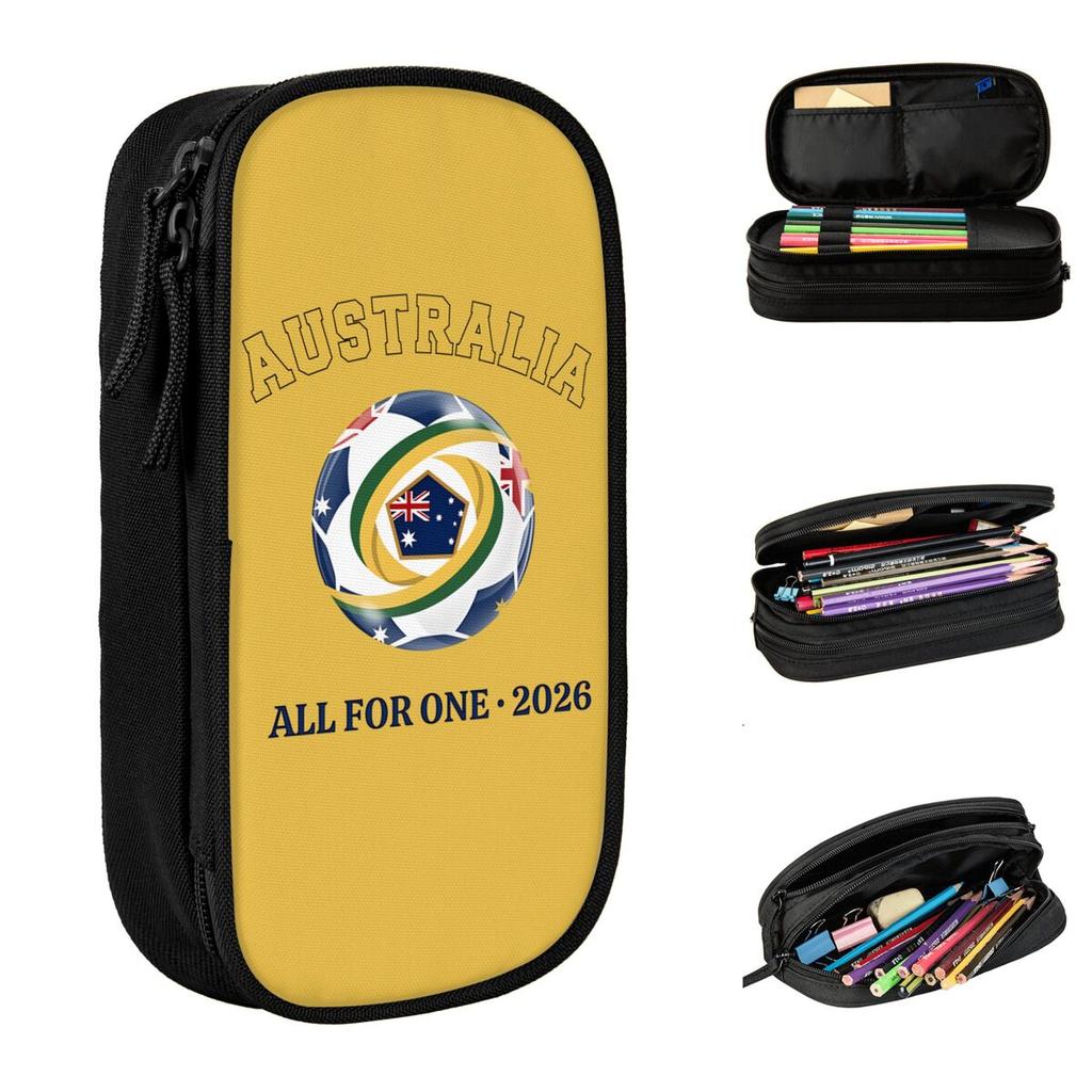 Australla Pencil Cases Classic Football Soccer 2026 Pen Bag for Student Big Capacity Students School Zipper Pencilcases