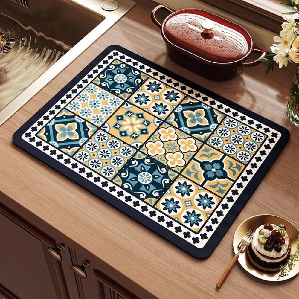 

Быстросохнущая подкладка для слива Водонепроницаемые подкладки для стола Новый коврик для сушки посуды Кухня 3