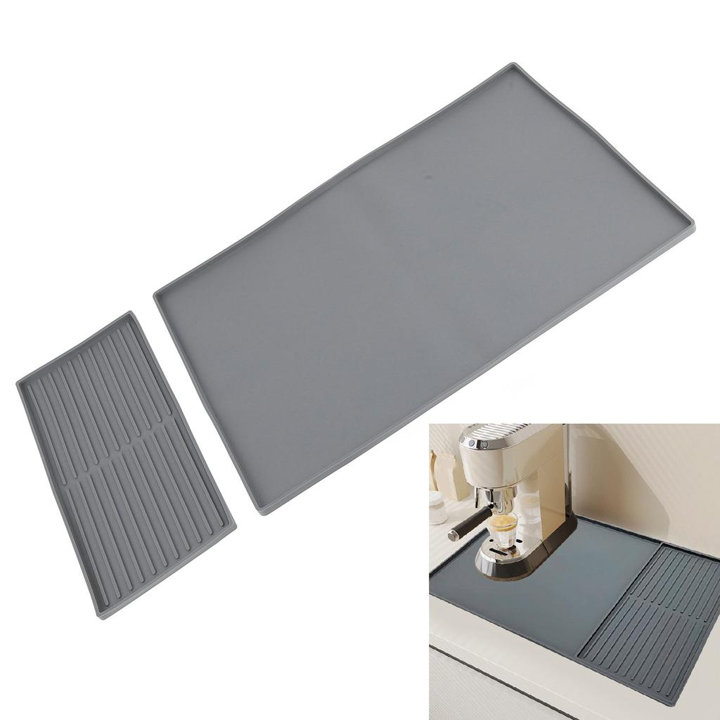 2 In 1 Silicone Coffee Mat Coffee Bar Mat with Dish Drying Mat for Kitchen Countertops Coffee Bar Ac