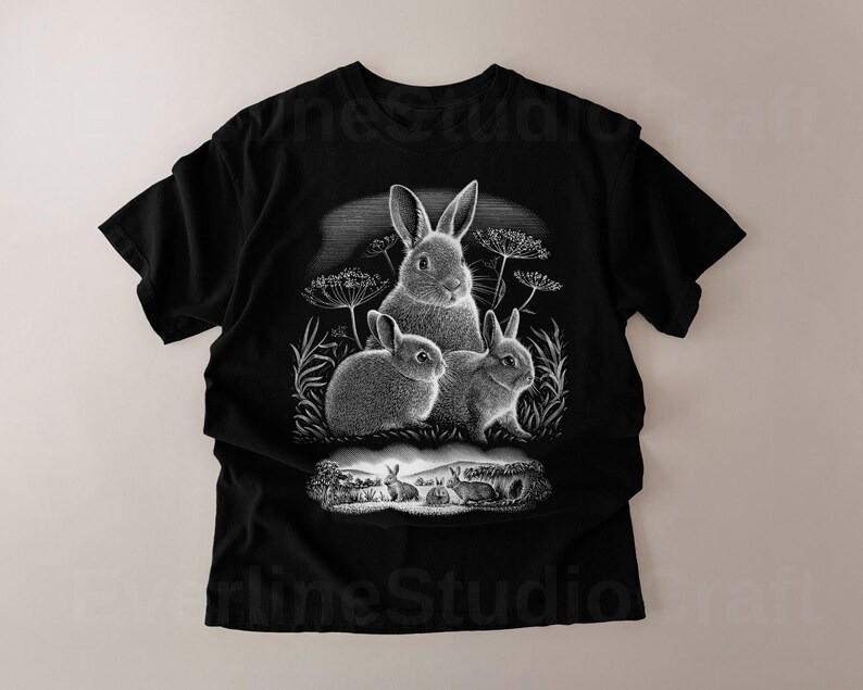 Vintage Bunny TShirt Wildflower Forest Rabbit Lover Gift TShirt Size S3XL M