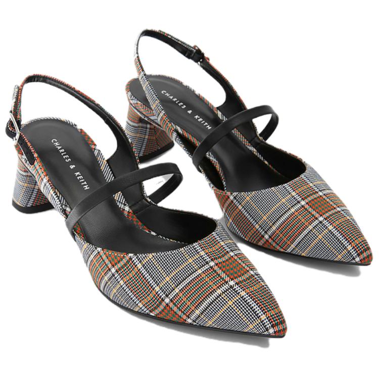 Charles & Keith Retro Comfortable Pointed Toe Chunky Heel Mary Jane Shoes 5.1cm Women shoes Gray CK1-60361331_GREY
