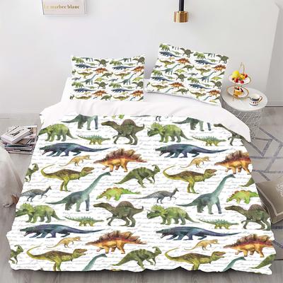 Dinosauří přikrývka ve zvířecím stylu s digitálním potiskem - Polyester - Dekor do ložnice - 1 povlak na postel + 2 povlaky na polštář (žádné jádro polštáře)