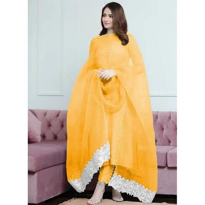 Women Designer Top Tunic Kurta Pant Dupatta Set Indian Party Wear Ethnic Kurti 2372
