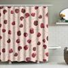 Cherry Print Shower Curtainrustic Red Floral Pattern Decor For Bathrooms Pink Background With Green Stems Waterproof Fabric Hang
