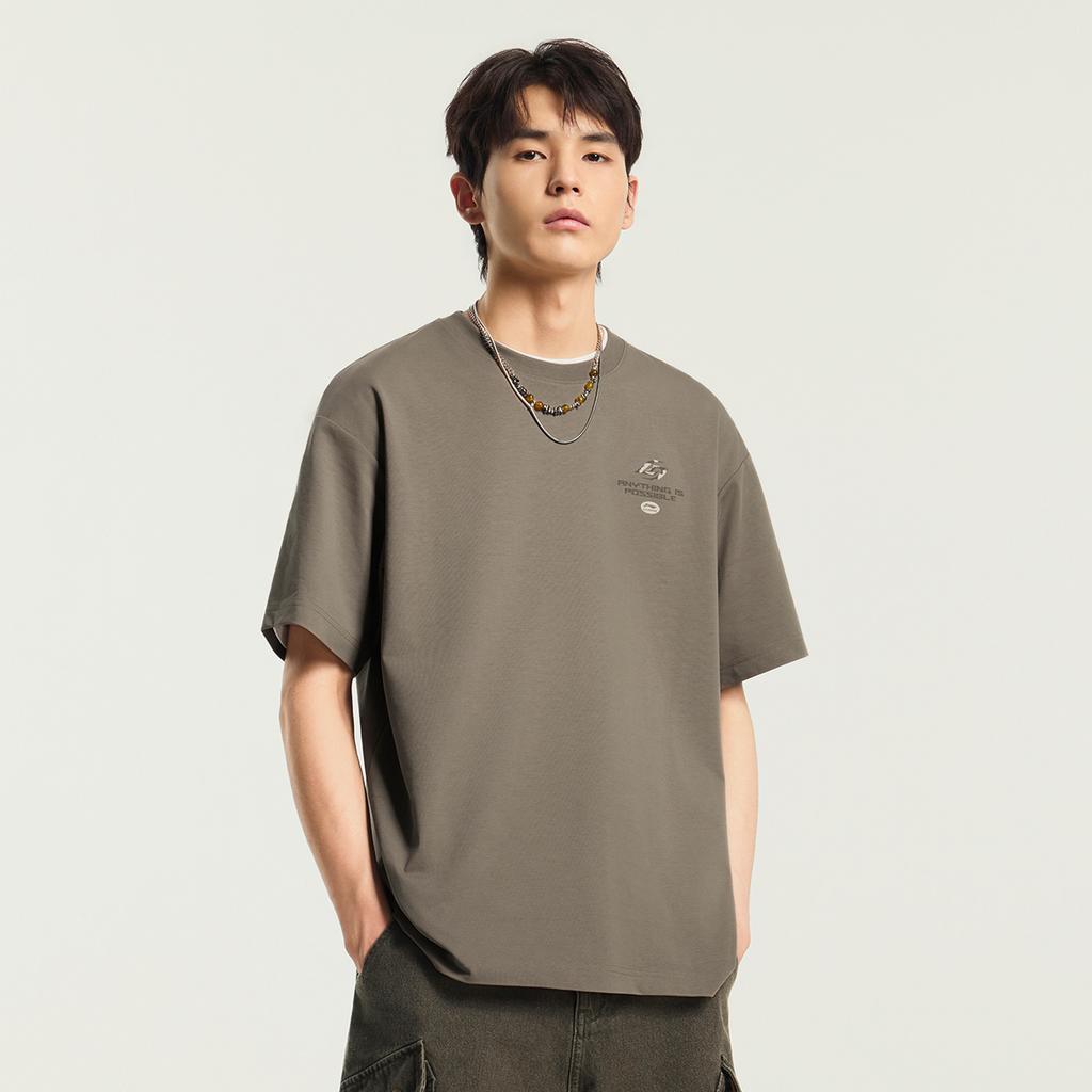 Li Ning Sports Lifestyle Series Letter Round Neck Loose Fit Breathable Short Sleeve T-Shirt Unisex Tops ATSW257-8