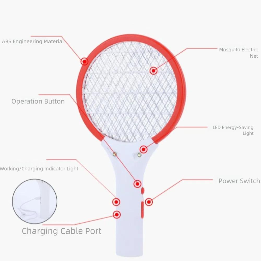 Electric Shock Mosquito Swatter Trap Portable Mosquito Killer Lamp Durable Insect Racket  Home