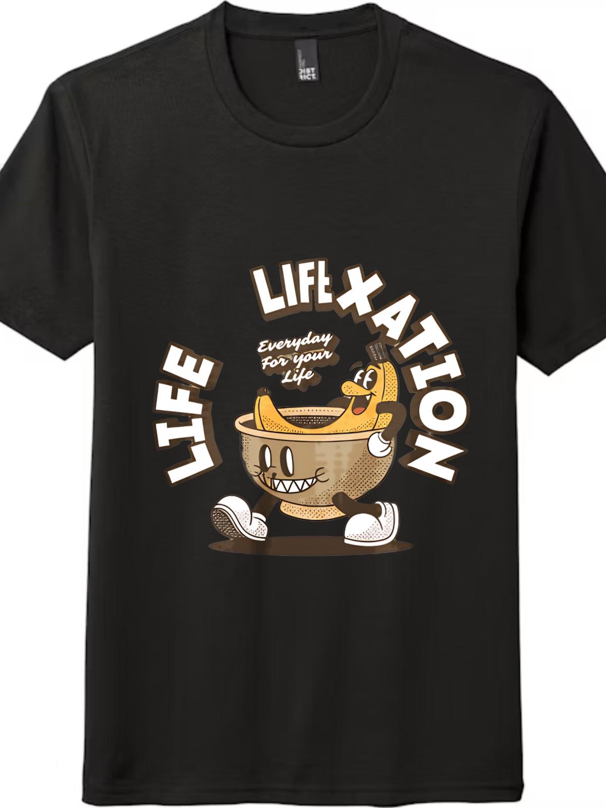 Retro Life Xation Banana Graphic T-Shirt Mens Womens Tees Top Casual Trendy Dailyand Social Outings Tee 4XL
