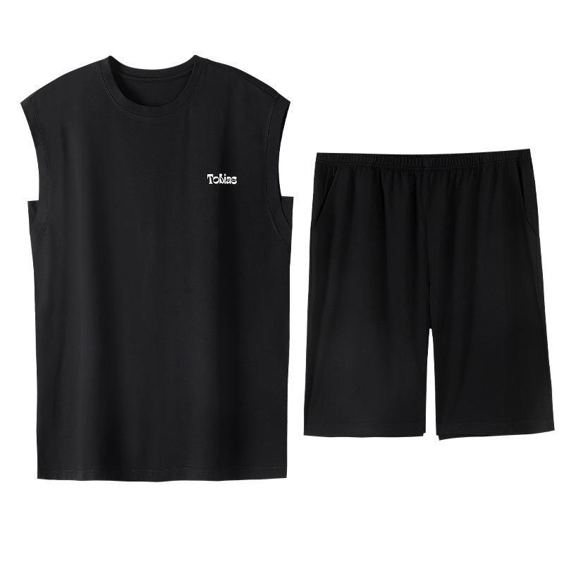 [Cool feeling] Summer pajamas men's pure cotton vest sleeveless shorts thin men's casual loungewear set summer