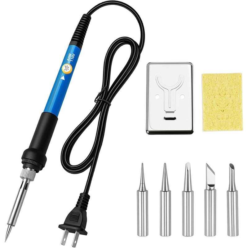 A25F-Wood Burning Kit, 6 - Temp Adjustable Iron With 5 Tips & Sponge, For Pyrography Art & DIY Wood Crafts US Plug