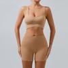 Completo da Allenamento Costine Senza Cuciture per Donna Due Pezzi Top Corto Sportivo e Pantaloncini a Vita Alta Abbigliamento Sportivo Outfit Yoga