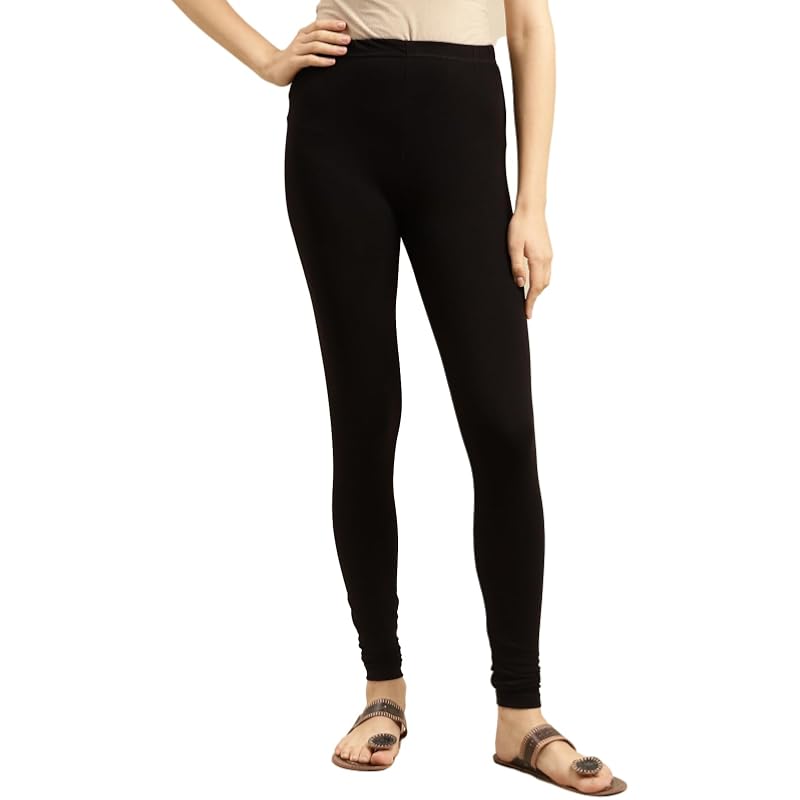 rangita Women Cotton Black Solid Full Length Churidar, M