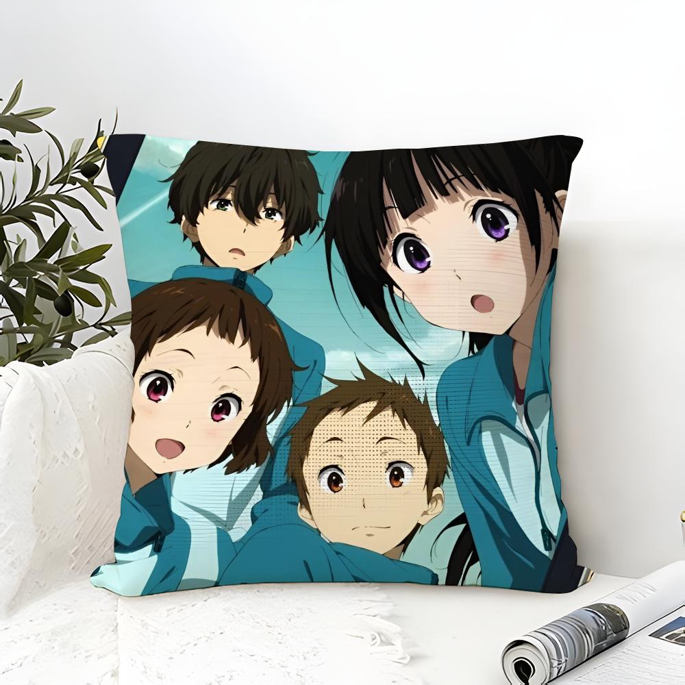 Anime Hhyouka Pillow Case Cotton Linen Fabric Square Zipper Pillowcase Home Decorative Living Room