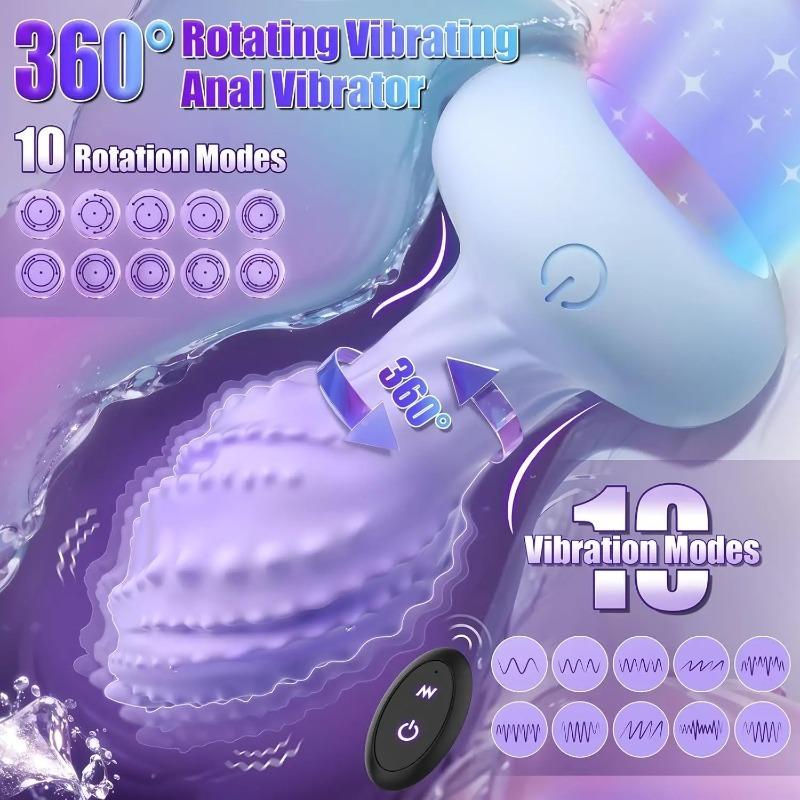 Rotating Anal Vibrator with LED Light & Remote – Prostate Massager & Vibrating Butt Plug for Men
