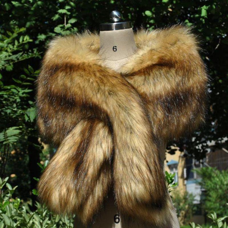 Autumn Winter New Sexy Fashion Women Casual Faux Fur Keep Warm Party Evening Bride Cape Scarf Shawl Clothes Autumn Winter Clothes