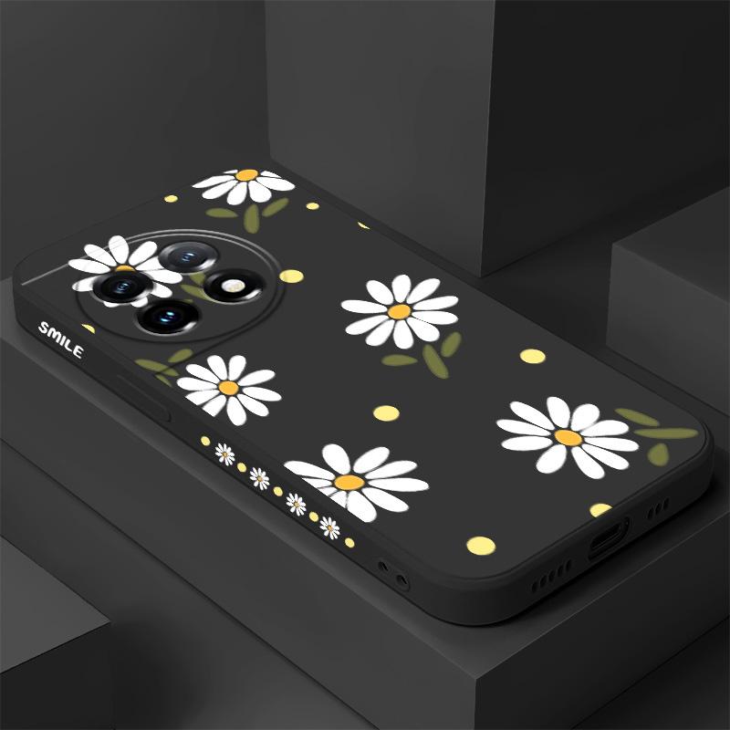Elegant Daisy Phone Case For Oneplus 13 13R 12 12R 11 11R 10 10R 10T 9R 9RT 9 8T 8 7 7T Pro 5G Liquid Silicone Cover
