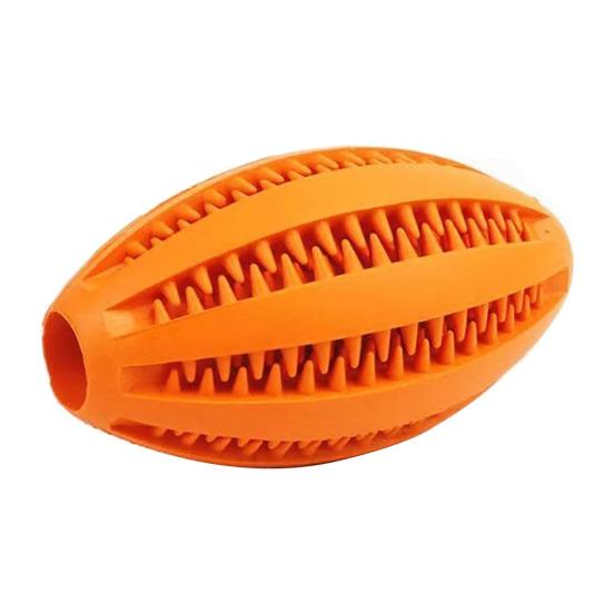Pet Chew Toy Food Leakage Puzzle Slow Feeder Rugby Shape Natural Rubber Bite-Resistant Clean Teeth Massage Gums Dog Toy