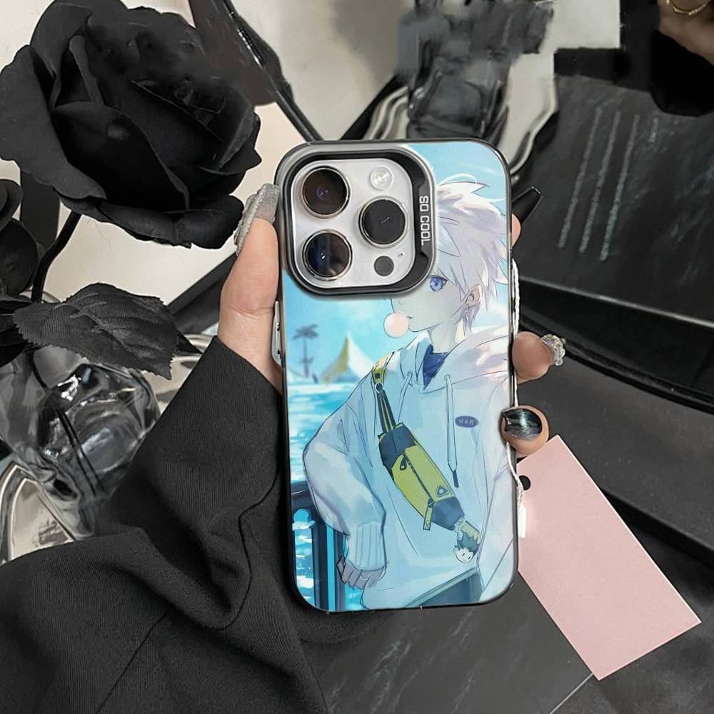 F-Killua Zoldyck H-Hunter X Hunter Phone Case For iPhone17, 16,15,14,13,12 Pro Max Black Candy Matte Shockproof Cover