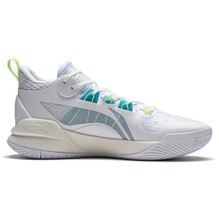 Li Ning Sonic 10 Team Basketballschuhe Herren Mittelhoch Standard Weiß/Neongrün ABPS015-1