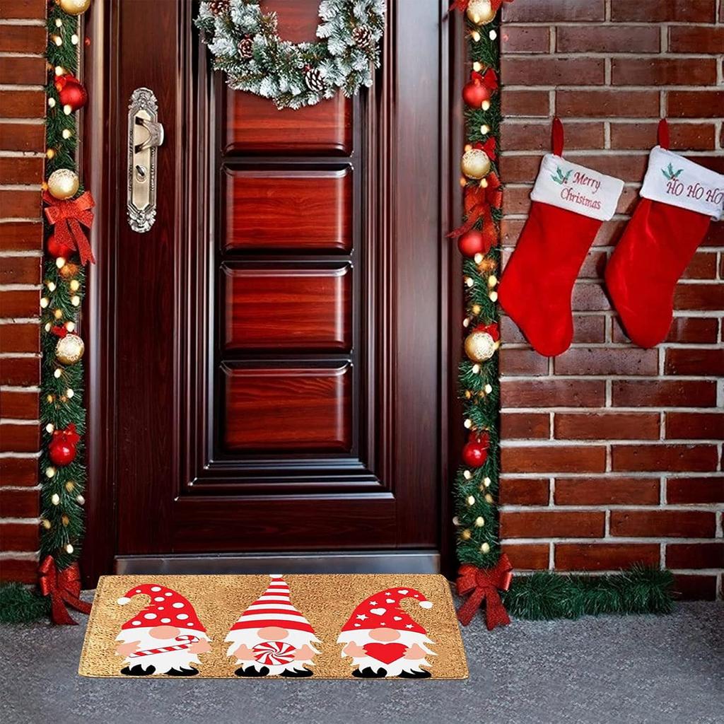 Christmas Decorative Front Door Rug Indoor Outdoor Non-Slip Mat Home Garden Entrance Welcome Doormat