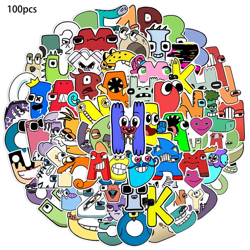 

100 шт. Стикер с алфавитом Лор, Поппи, Роблокс, Водонепроницаемый декор, Подарок для малыша, Образовательный