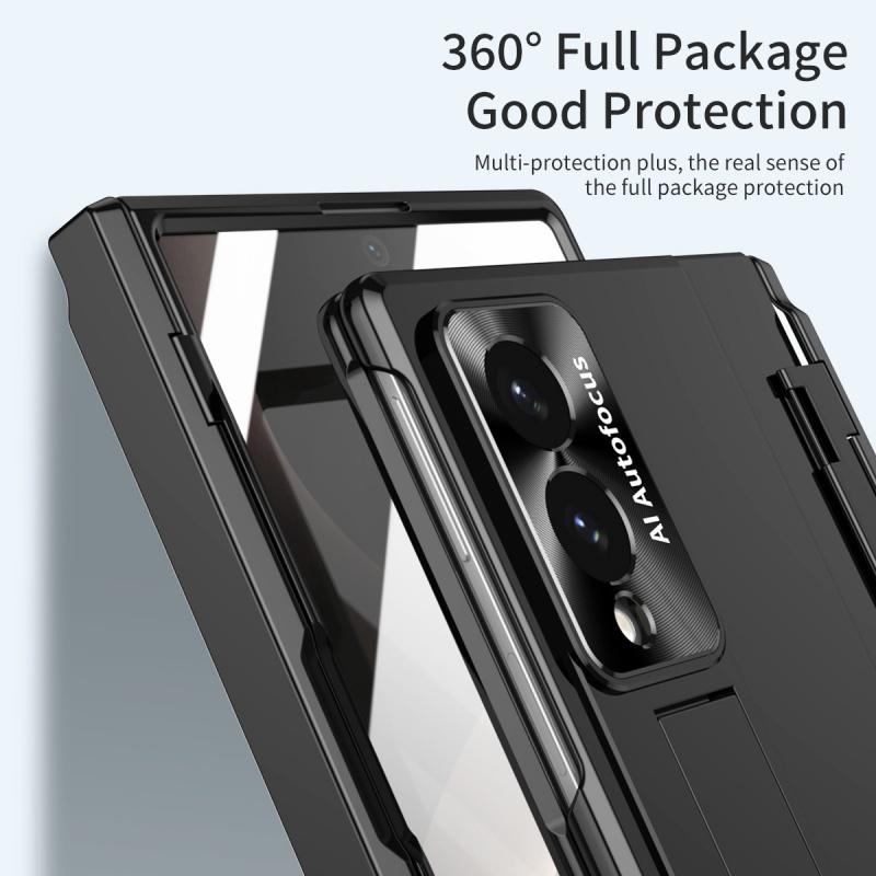 For Samsung Galaxy Z Fold 8 Ultra / 8 7 6 5 4 3 360 Full Protection Hinge Case Folding Cover Tempered Glass Film Stand PC Case