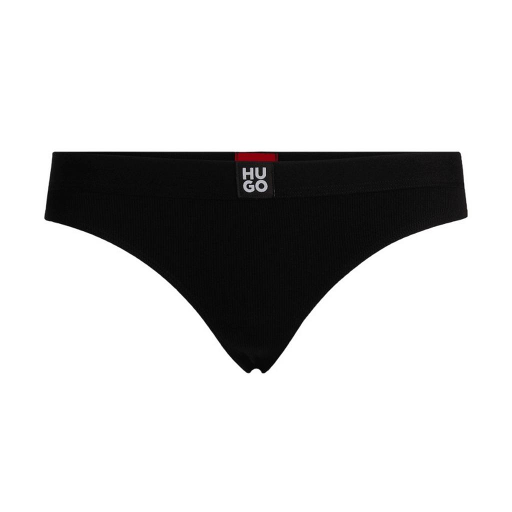 Hugo Womens/Ladies Stacked Logo Ribbed Thong