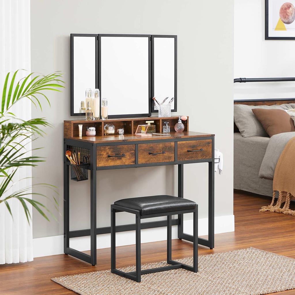 VASAGLE Kaptafel, Rustiek Bruin en Zwart