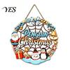 Poplar Wood Decor Christmas Door Sign, Double Sided Hanging Wooden Plaque for Front Door, Winter Holiday Party Supplies Rustic Wall Decoration Indoor