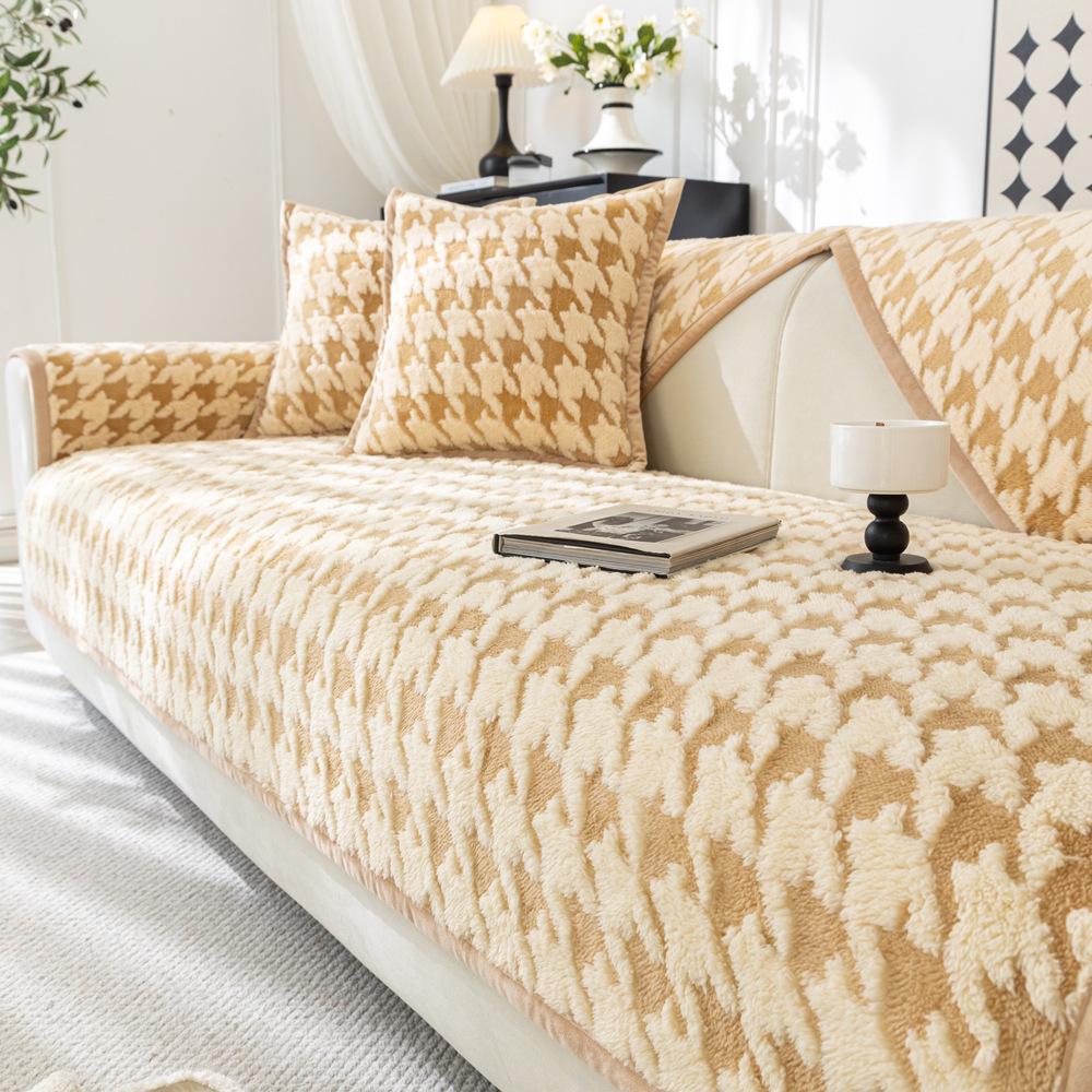 French Retro Sofa Cushion Autumn and Winter Shu Cotton Plush Non-Slip Seat Cushions Sofa Cover Cover Cloth
