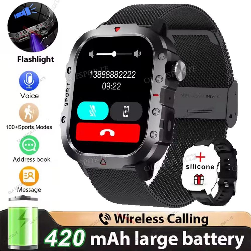 New Military Smart Watch Men IP68 5ATM Outdoor Sports Fitness Tracker Health Monitoring 1.81Inch Bluetooth Calls Smartwatch HT30