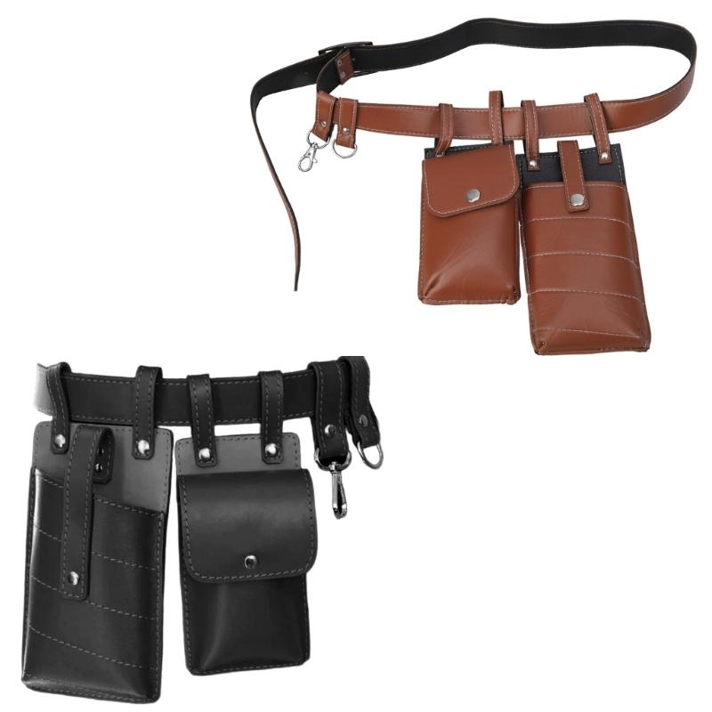 Medieval Leather Waist Pouches With Leather Belt Steampunk Waist Bag Medieval Leather Side Pack for Halloween Cosplay