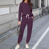 Sets For Women 2 Piece Round Neck Long Sleeve Shirts Colid Sweatpants Pocket Sets