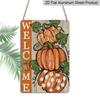 2D Flat Welcome Polka Dot Pumpkin Autumn Farmhouse Metal Sign - 8.0x12.0inch Aluminum Wall Art, Rustic Fall Harvest Front Porch Decor, Pre-Drilled