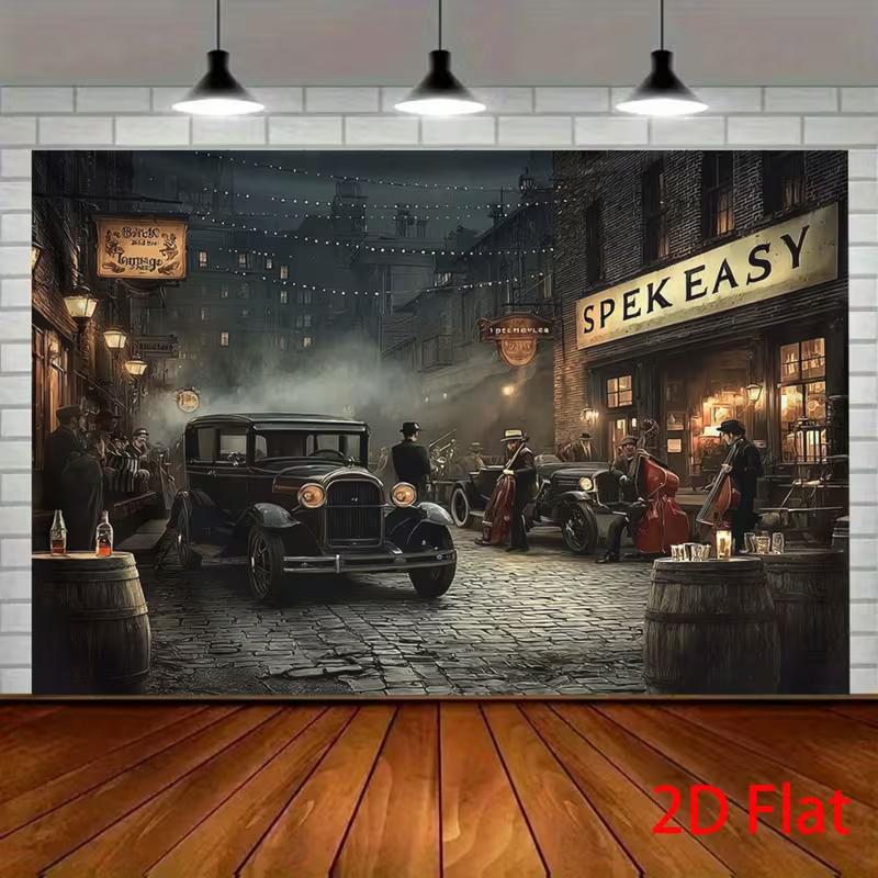 

2D Speakeasy Backdrop, 1920s Roaring 20s Gangster Photography Background for Party Decor 47.2x31.5inch/120*80cm