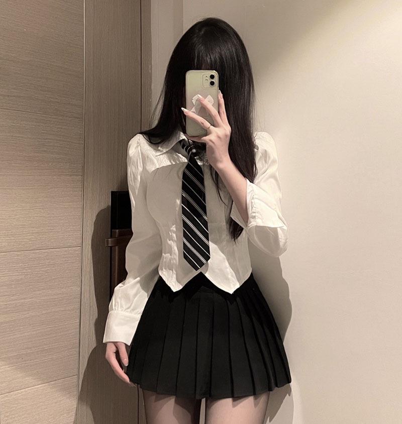 Chic Slim Fit White Shirt - Versatile Hot Girl Style