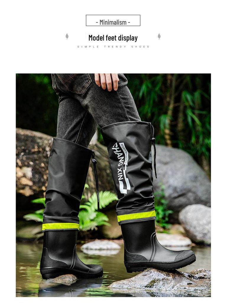 Herren Überkniehohe High-Top Regenstiefel - Hüfthohe Wasserdichte Angelwathose
