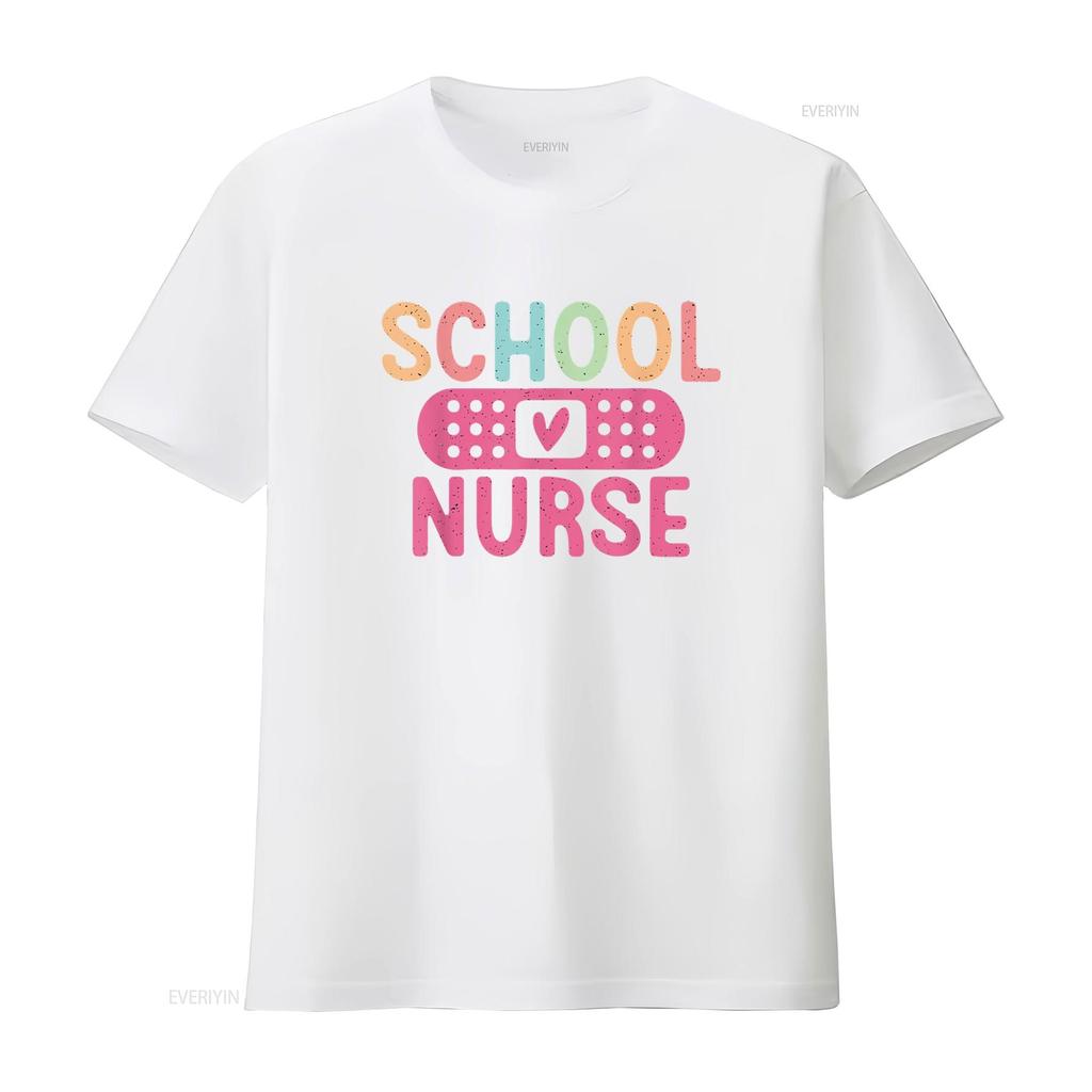 School Nurse T Shirt Vintage Washed Homme Stretched Comfortable Top For Everyday Wear Graphic Soft Slightly Versatile Casual